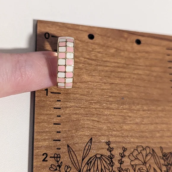 2 For $5 Item: Pink & White Checkered Pattern Gold Ring NWOT! - Picture 4 of 5